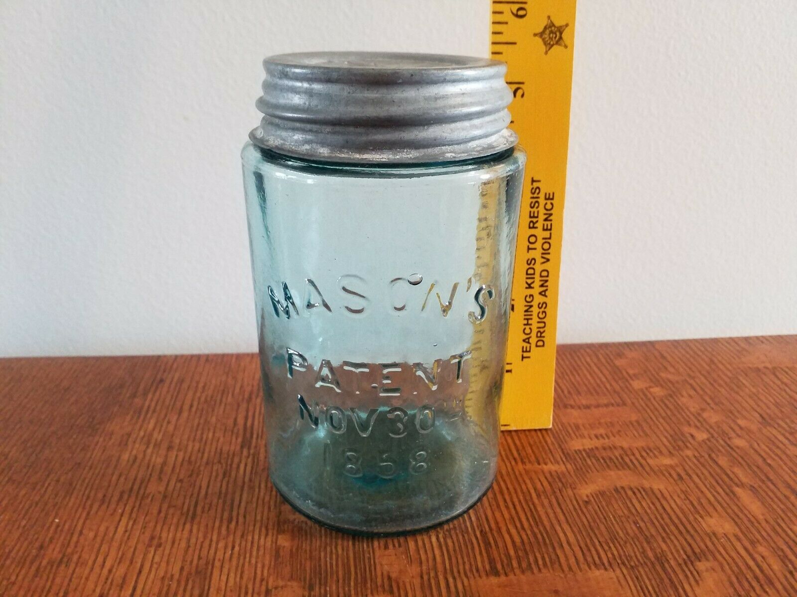 Mason's Patent Nov. 30 1858 Pint Straight Canning Jar/rare Applied Bottom/5.5"