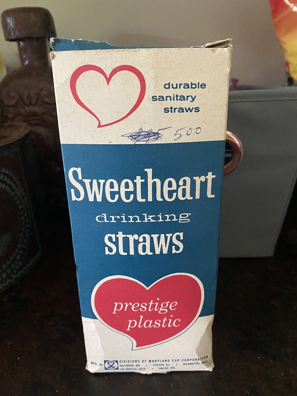 Vintage Sweetheart Drinking Straws Stock No.301 500 Regular Straws 8.5