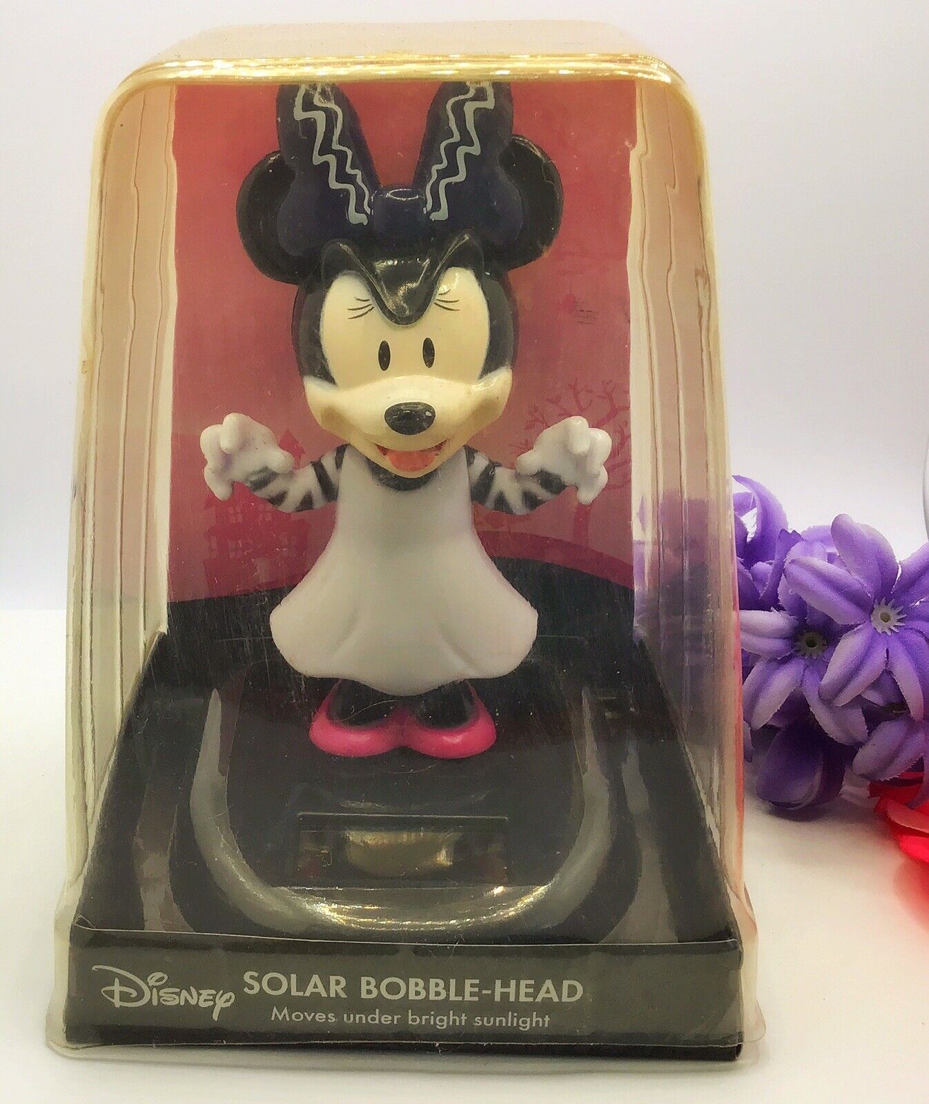 New Disney Minnie Mouse Halloween Solar Powered Bobblehead Toy