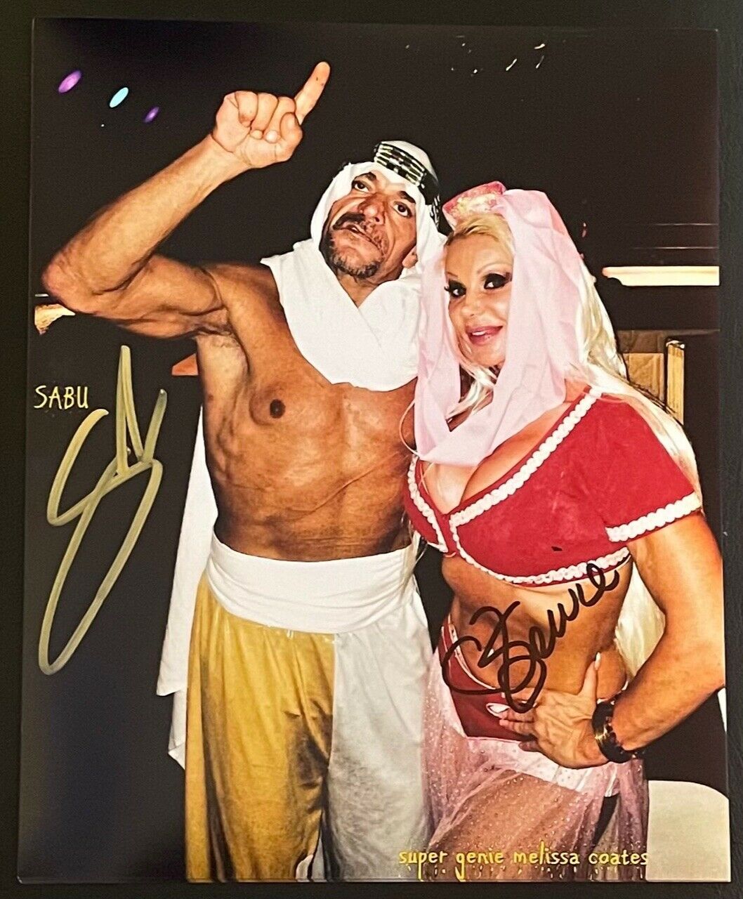 SABU & GENIE DUAL SIGNED (ECW LEGEND) AUTHENTIC 8x10 PHOTO ~COA