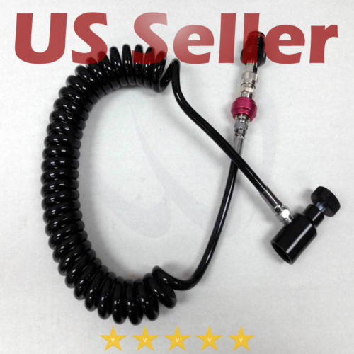 Paintball Remote Line Coiled Hose ASA Slide Check HPA CO2 ALL Paintball Tanks