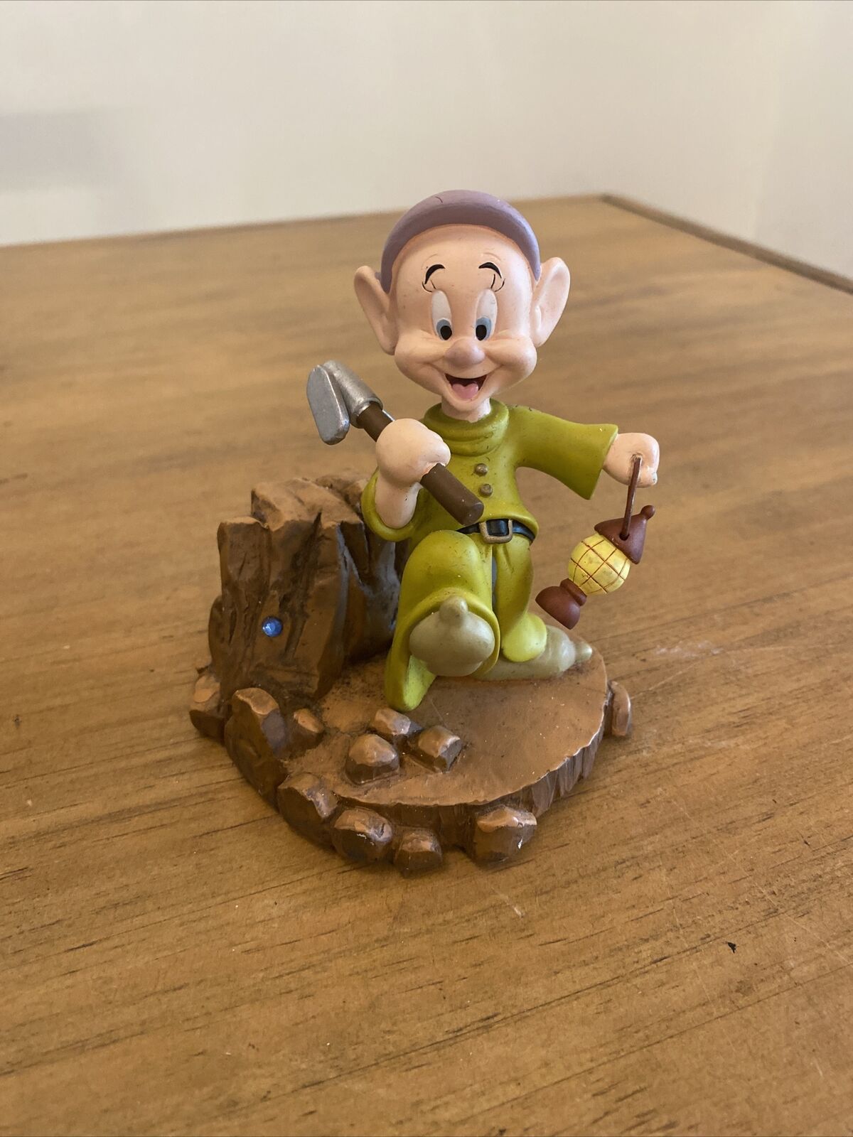 Walt Disney Parks Dopey Bobble-head Off To The Mines Figurine Snow White Dwarfs
