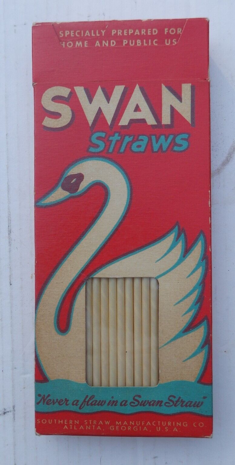 Vintage Swan Drinking Straws Southern Straw Manufacturing Co.full Box, Atlanta