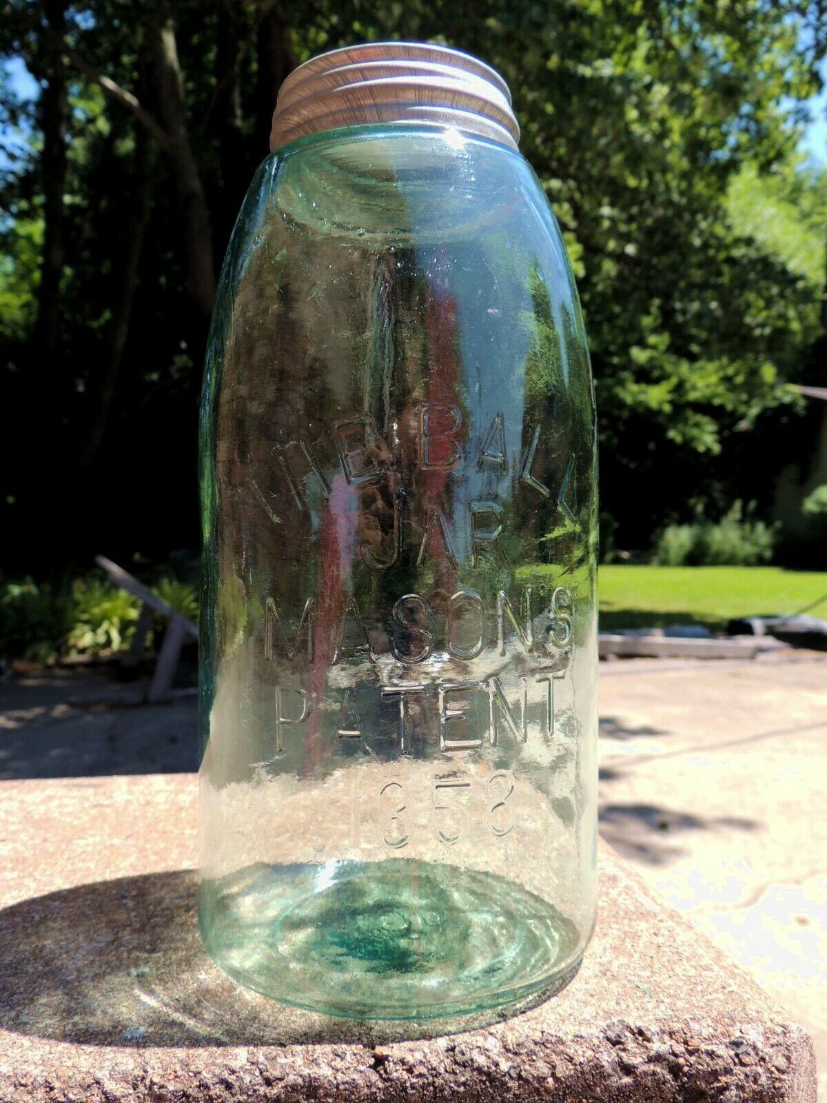 Aqua Half Gallon The Ball Jar Mason's Patent 1585 Canning Fruit Jar Unlisted 190