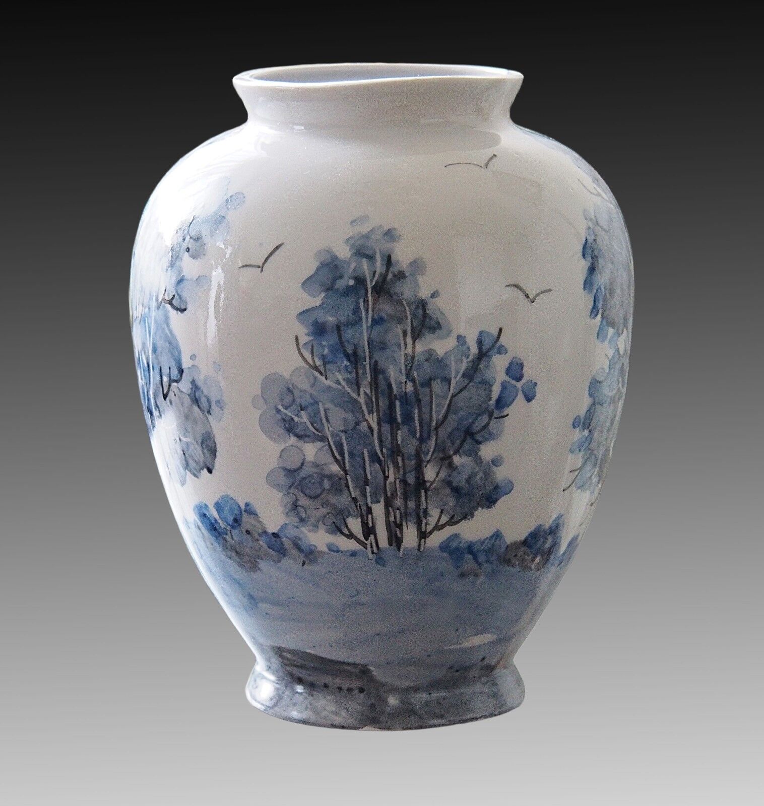 Victor Moraru  Vintage Porcelain Hand Painted Vase Signed 1991