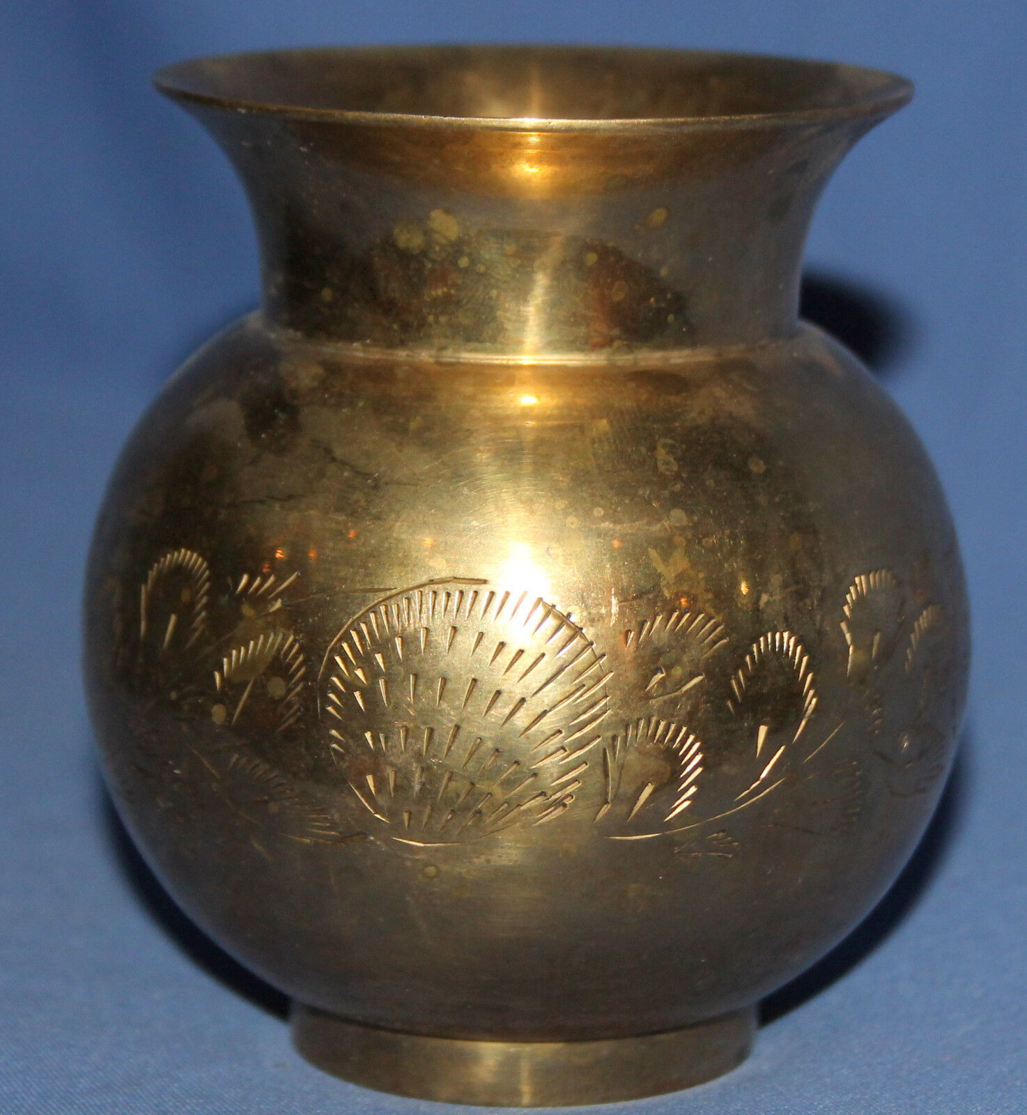 Vintage Hand Made Ornate Engraved Brass Vase