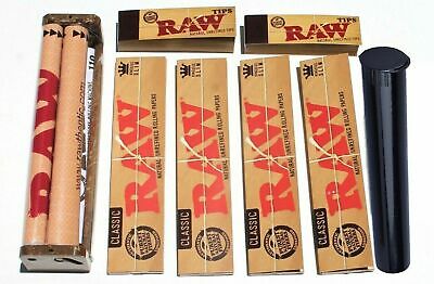Raw Bundle 8 Items 4 King Size Raw Rolling Papers+2raw Tips+raw 110mm Roller