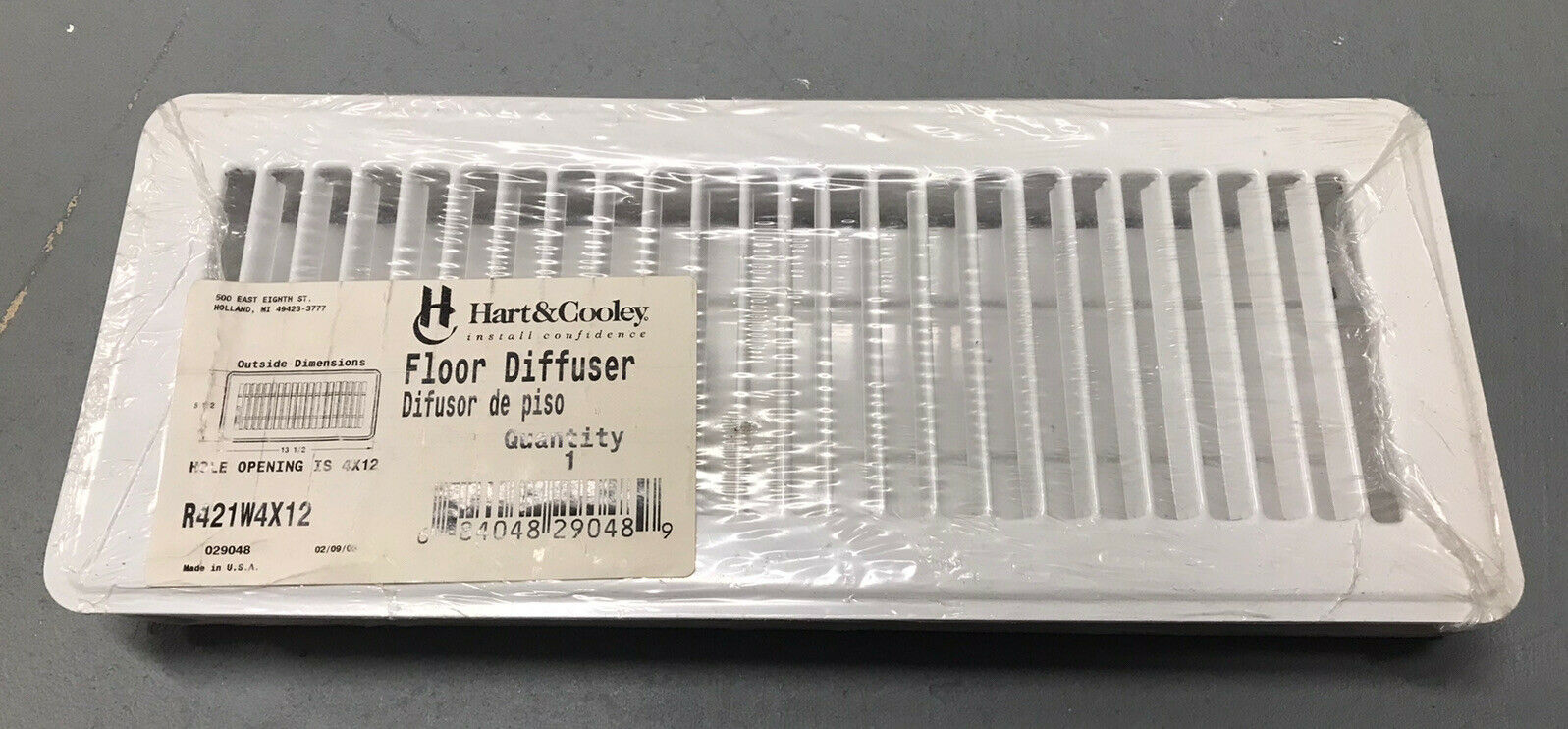 Hart & Cooley Floor Register/diffuser 4 In X 12in White R421w *new In Package