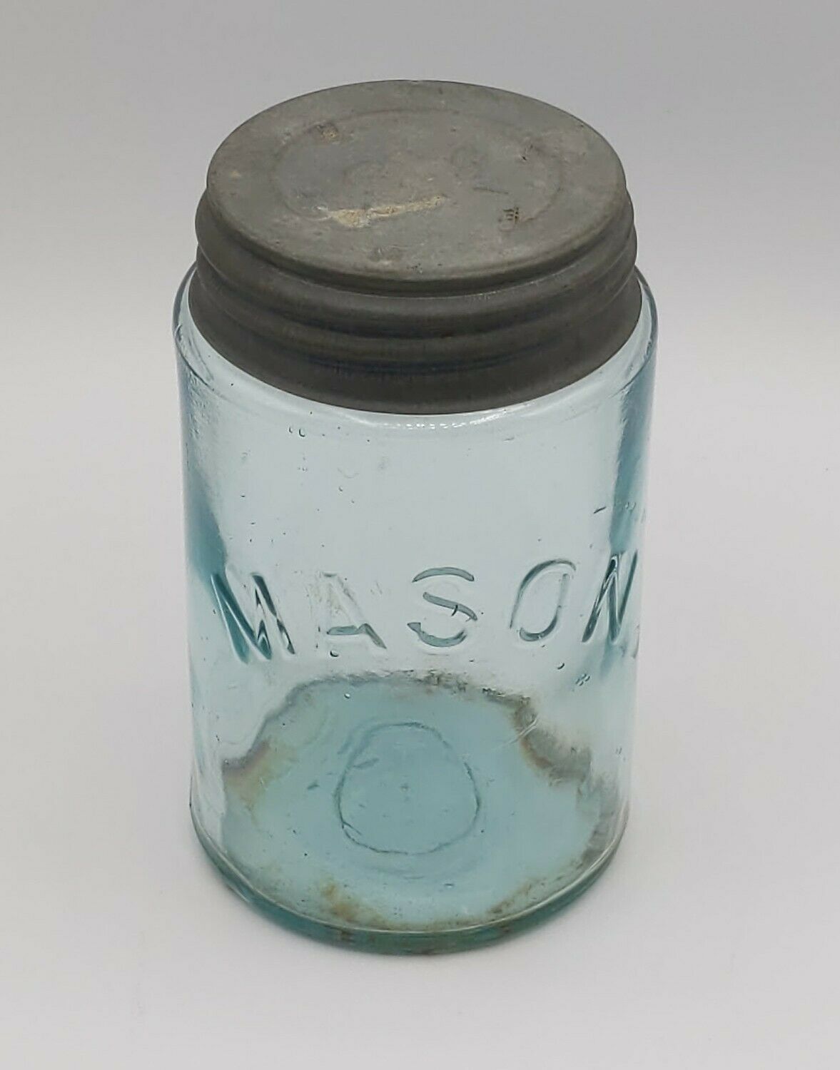 Blue Antique Mason Jar Very Rare Arched Mason Only Zinc Lid