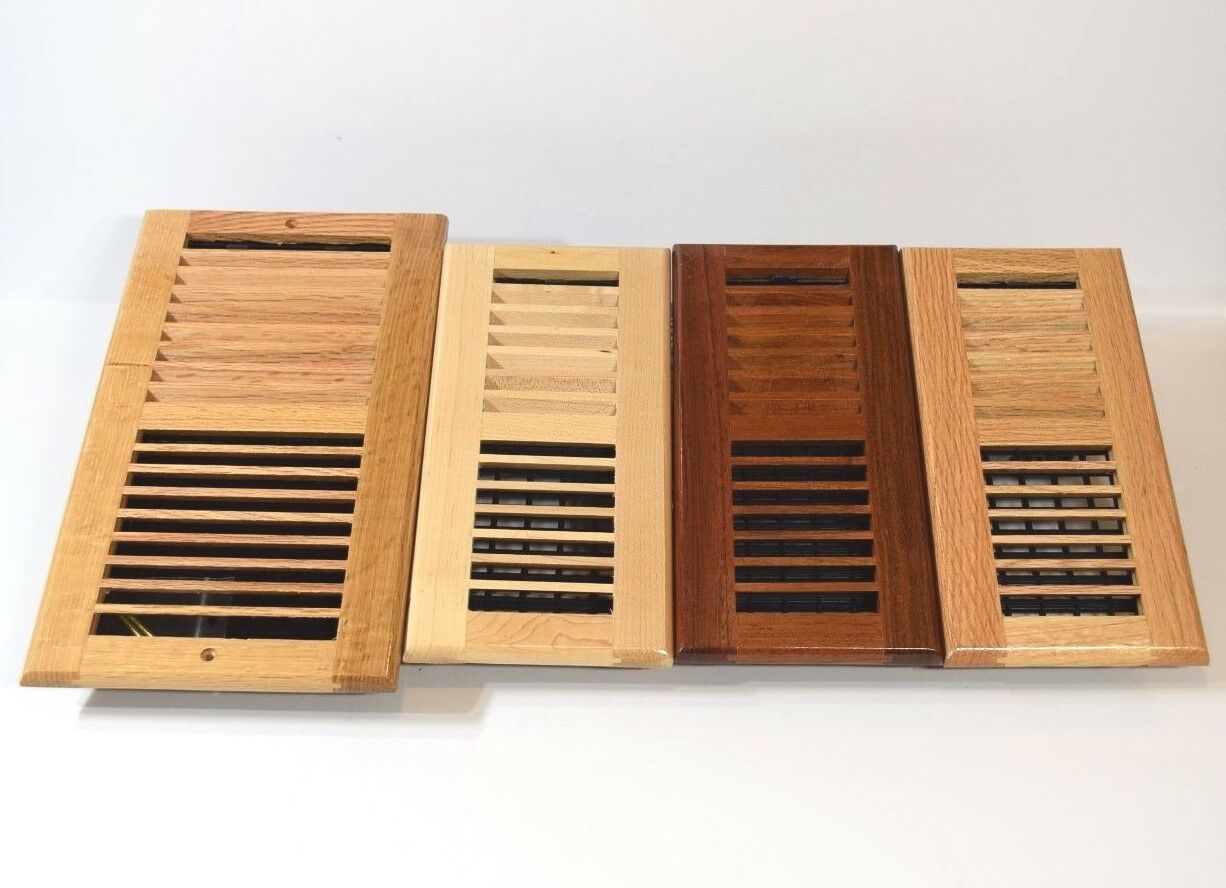 Decor-grates-floor-register-solid Wood-natural-air-vent-louvered 4x12 4x14