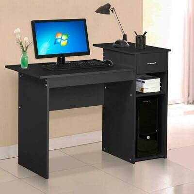 Home Office Corner Desk Wood Top Pc Laptop Table Workstation Furniture Black