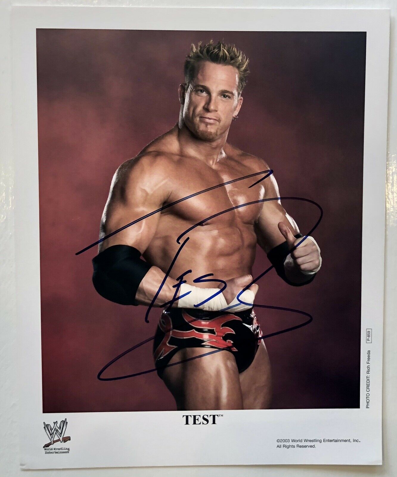 Test (died 2009) Rare Signed Wwe 8x10 Wrestling Promo Photo P-859 Wwf Bas