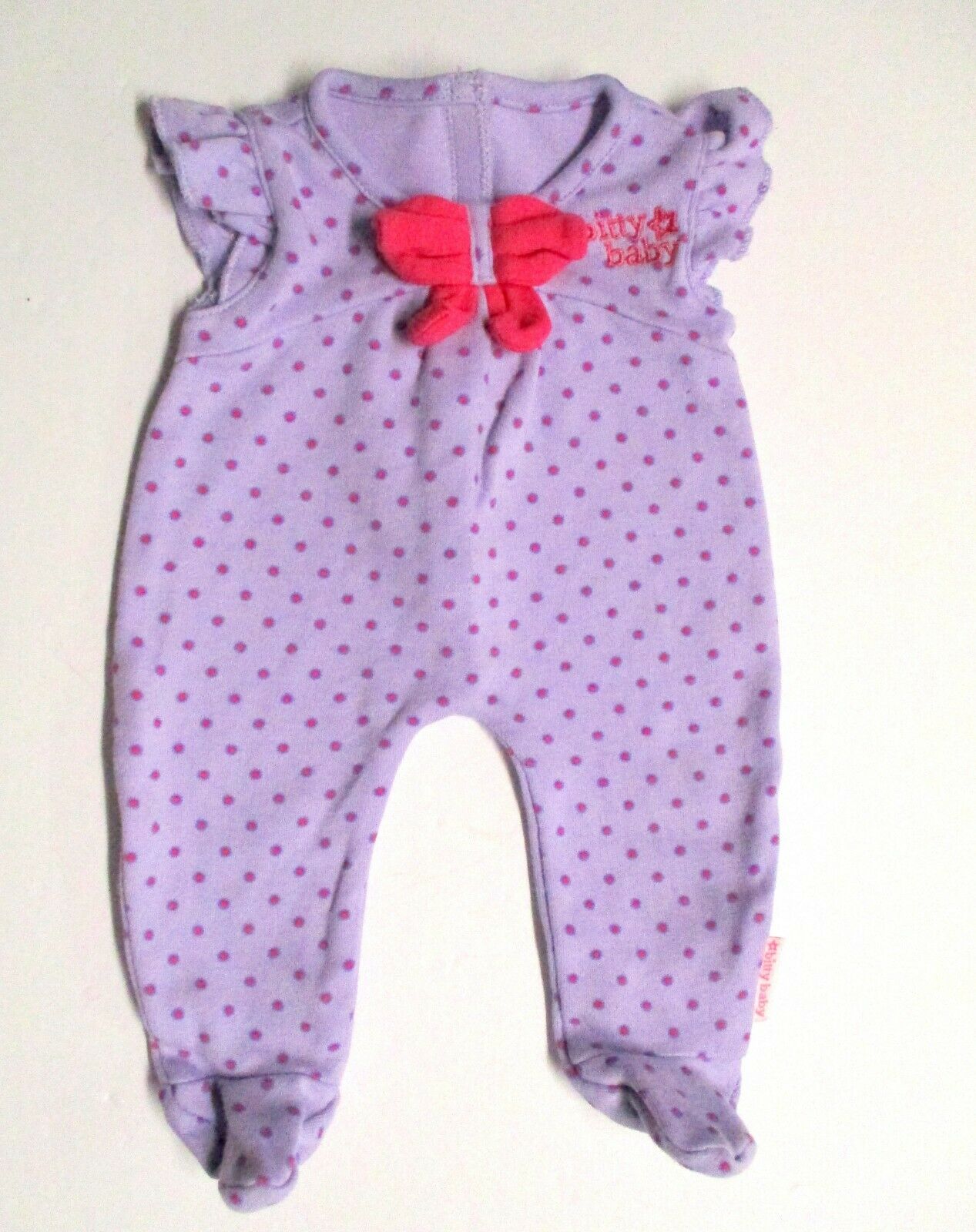 American Girl Bitty Baby Dotted Purple & Pink Bow Sleeper