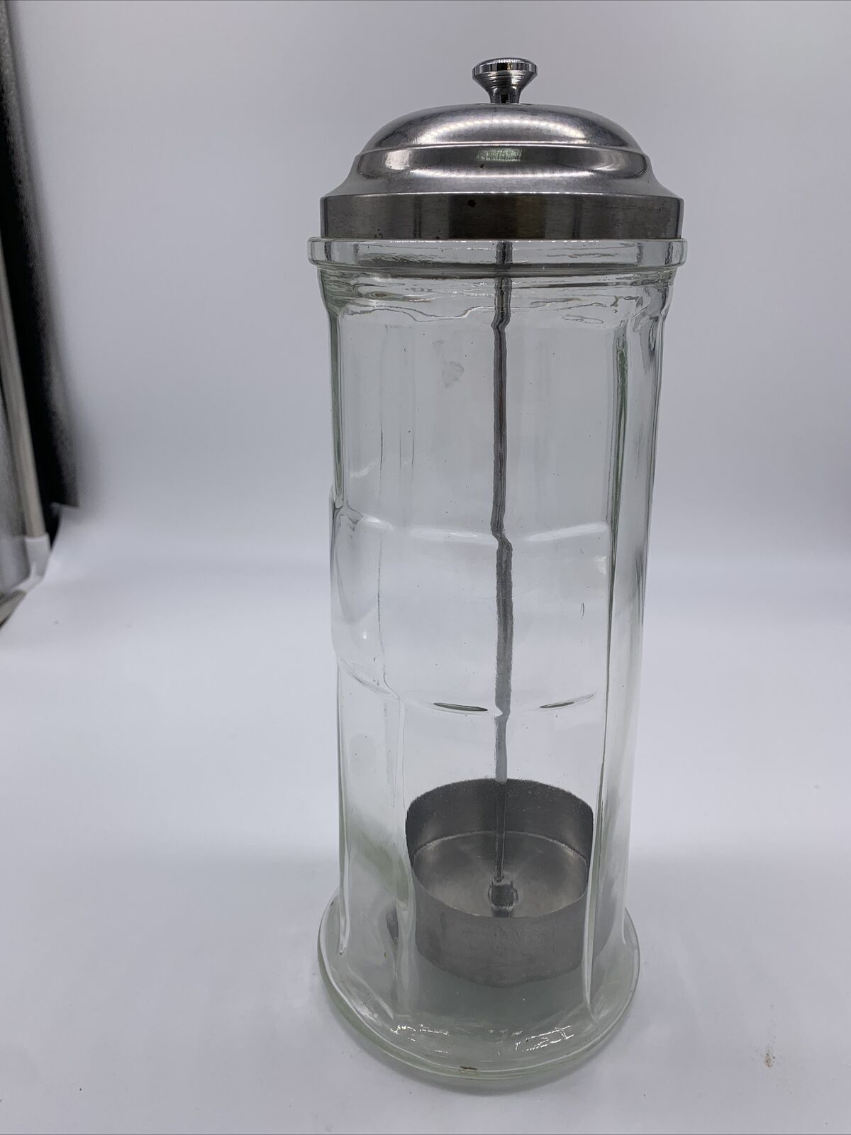 Vintage Gemco Glass Barber Comb Fountain Soda Straw Holder Container Jar USA
