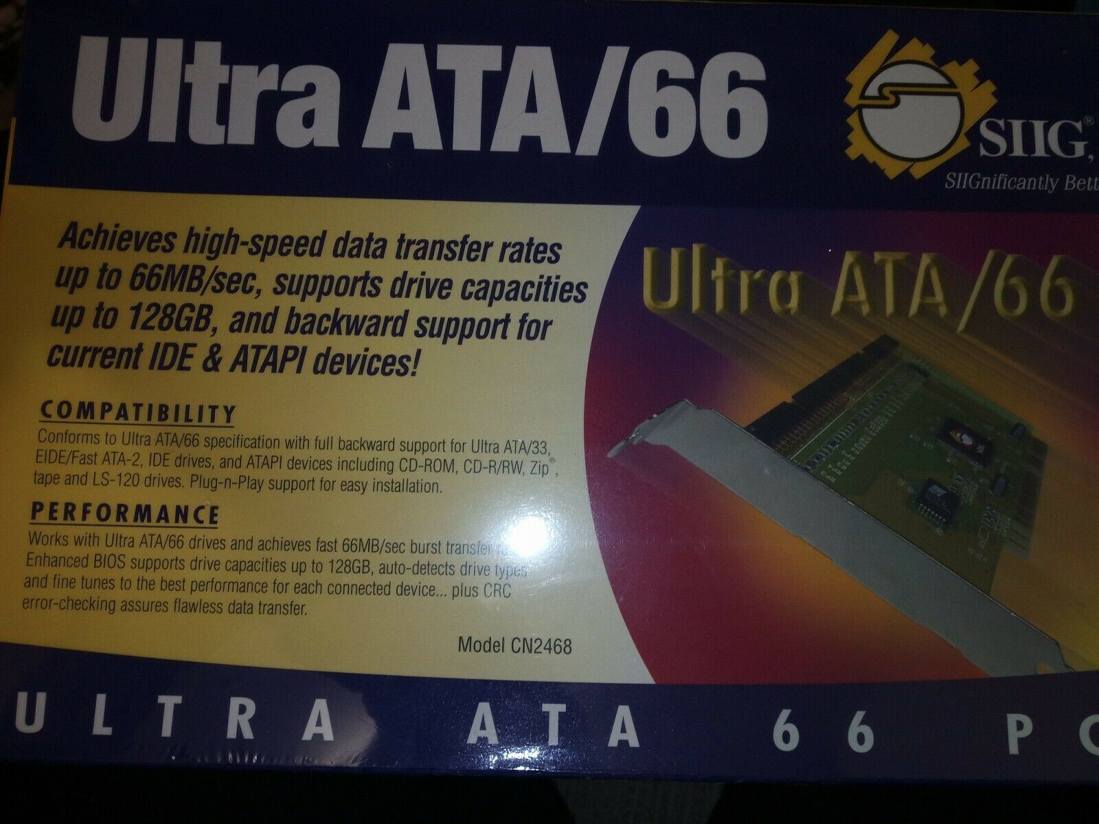 Siig Ultra Ata/66 Pci Bus Dual Channel Controller For Pentium Comp, Model Cn2468