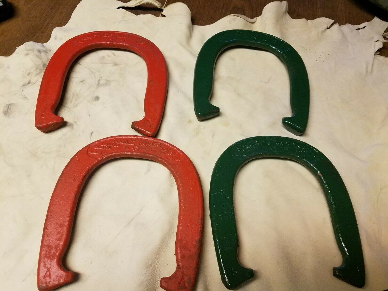 Vintage Set of 4 Duluth Diamond Double Ringer Horseshoes, A's and B's