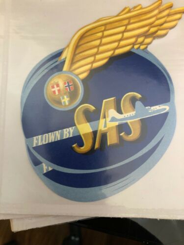 Old Vintage Scandinavian Airlines Luggage Label Flown By Sas