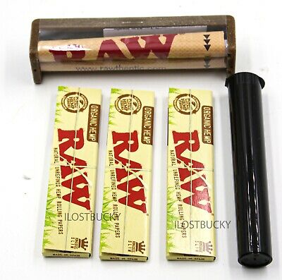 3 Packs Raw Organic King Size  Rolling Papers  + Rolling Machine 110mm Free Tube
